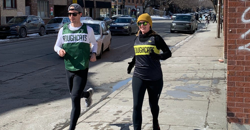 Justin Pfefferle (left) and Ariel Buckley will be running Around the Bay this weekend on team Roughcats.
