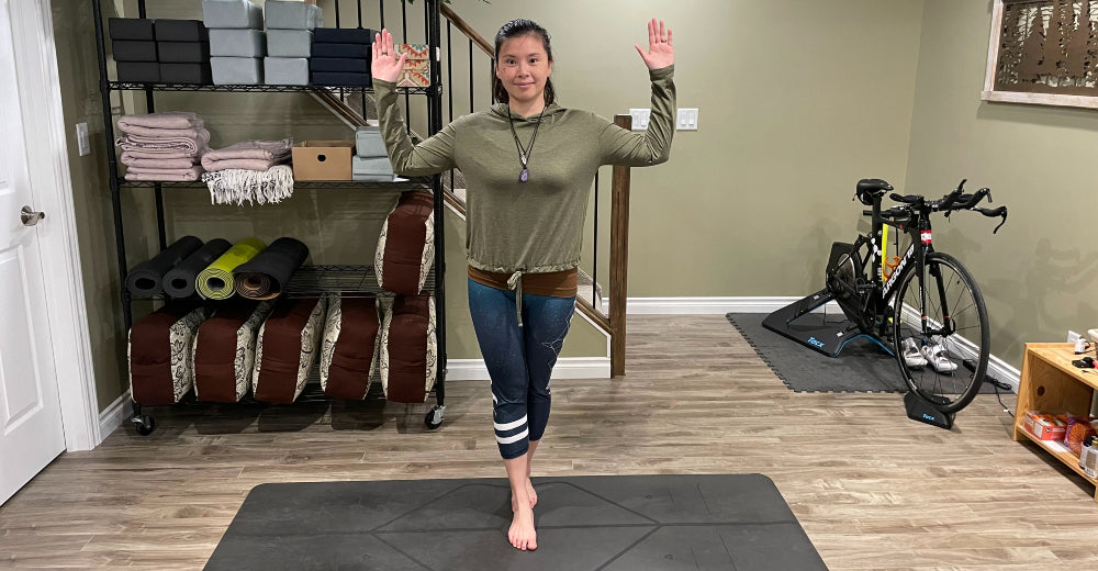 Jackie Lai demonstrates the Egyptian Balance pose.