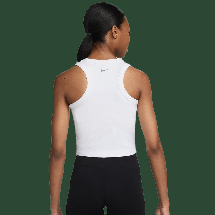 Nike One Fitted Women's Dri-FIT Cropped Tank Top (White)