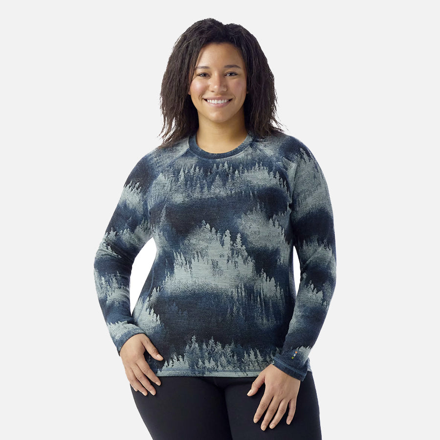 Women's Classic Thermal Merino Base Layer Crew Plus (Twilight Foggy Pines)