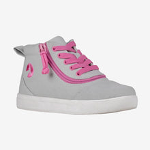 Load image into Gallery viewer, Kids&#39; Grey/Pink BILLY D|R Short Wrap High Tops (Wide)