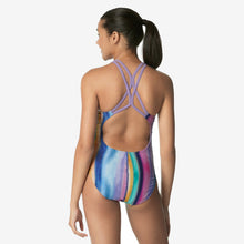 Load image into Gallery viewer, Speedo Women’s Striped Printed Thin Strap One Piece Swimsuit